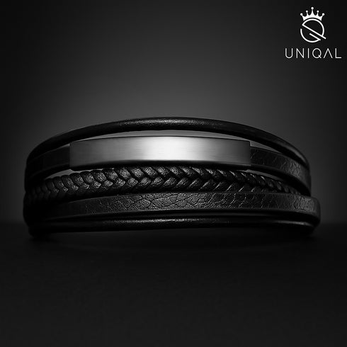 Personalisiertes Lederarmband mit Gravur silber herren uniqal