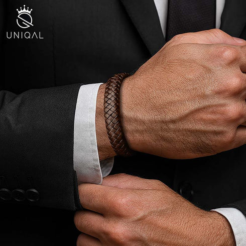 Elegantes Herrenarmband aus braunem Echtleder – ideal fürs Business oder Abendoutfit uniqal