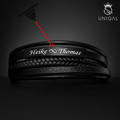 Lederarmband Herren mit Gravur persönlich personalisiert uniqal