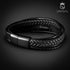 Uniqal schwarzes Lederarmband geflochten Magnetverschluss gravierbar Unisex Schmuck Herren Damen