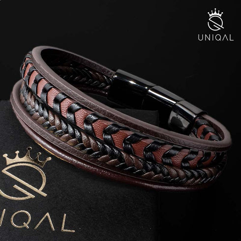 Lederarmband herren braun uniqal