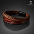 Uniqal braunes Lederarmband geflochten mit schwarzem Magnetverschluss gravierbar Unisex Schmuck Geschenkidee