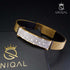 Lederarmband gold mit Zirkonia und edelstahl uniqal