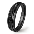 personalisiert mit gravur infinity unendlichkeit lederarmband herren geflochten nice uniqal black geflochten