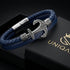 Maritimes Herrenarmband mit dekorativem Edelstahl Anker und blauem Lederband