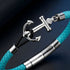 Maritimes Herren Armband mit glänzendem Edelstahl Anker und geflochtenem blauem Segelseil