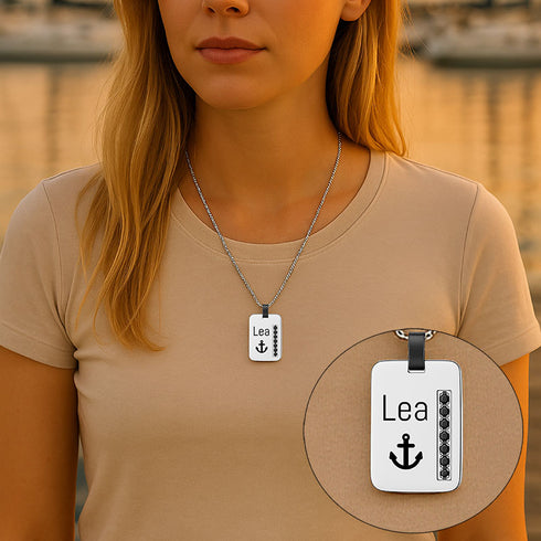 Black Zirkonia Namenskette Silber Edehlstal mit Gravur