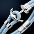 Nautisches Lederarmband für Herren mit Edelstahl Anker Anhänger und elegantem hellblauem Leder