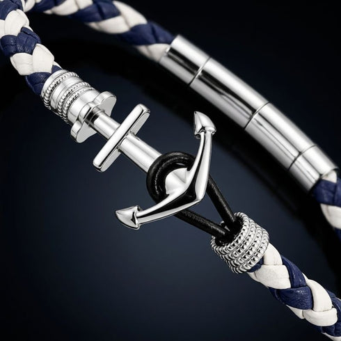 Nautisches Segeltau Armband für Herren mit hochwertigem Edelstahl Anker Anhänger