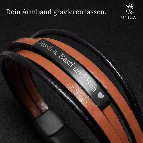 Personalisiertes Armband Leder Herren braun uniqal