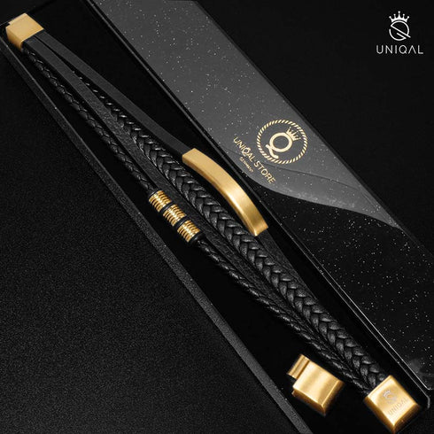 Personalisiertes lederarmband gold mit gravur uniqal shape