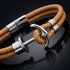 Personalisiertes Herren Ankerarmband mit Gravur Möglichkeit, braunem Leder und Edelstahl Anker