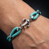 Personalisiertes Herren Ankerarmband mit Gravur Möglichkeit, Edelstahl Anker und türkisfarbenem Segeltau