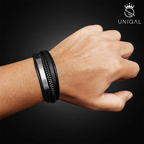 Personalisiertes Lederarmband mit Gravur silber herren uniqal