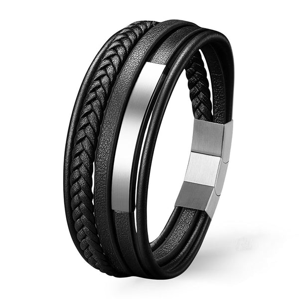 Personalisiertes Lederarmband mit Gravur silber herren uniqal