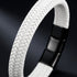 Personalisiertes Lederarmband für Herren in Weiß mit hochwertigem schwarzem Edelstahlverschluss