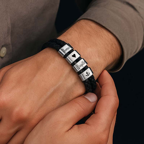 Personalisiertes Lederarmband mit gravur silber uniqal