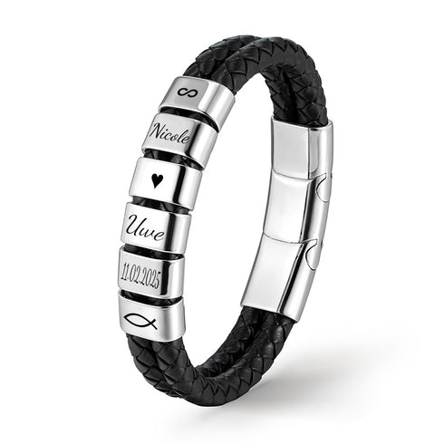 Personalisiertes Lederarmband mit gravur silber uniqal