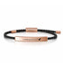 Klassisches Armband mit roségoldfarbener Edelstahlplatte von UNIQAL, fein geflochtenes schwarzes Seil, eleganter Unisex Schmuck