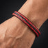 BLOODY MARY Rotes geflochtenes Lederarmband für Herren mit schwarzen Details am Handgelenk Uniqal