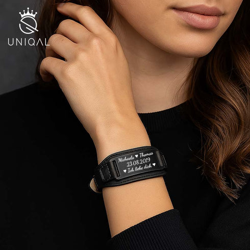 Verstellbares Männerarmband aus Leder mit Wunschgravur – modern & stilvoll