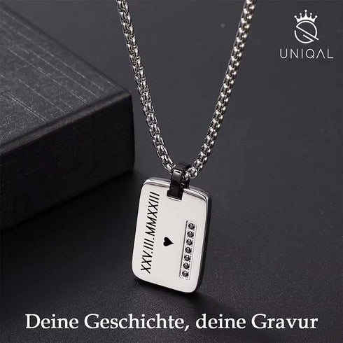 Black Zirkonia Namenskette Silber Edehlstal mit Gravur