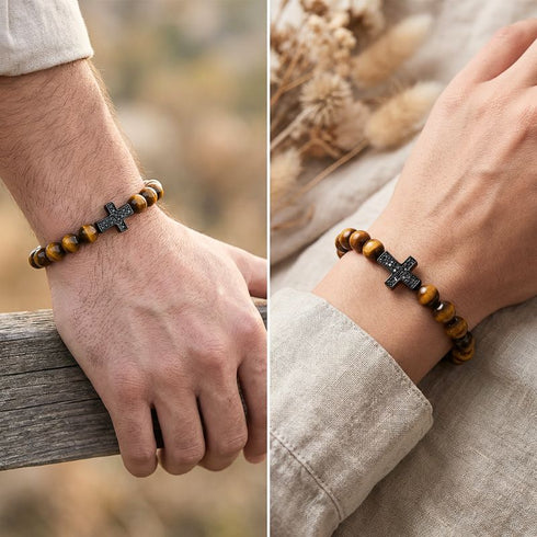 Gelbes Tigerauge Armband mit personalisierbarem Verschlusselement – moderne Symbolik