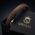 UNIQAL Desire Brown Herren Lederarmband aus braunem Leder mit geflochtenem Design und eleganter Optik