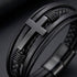 UNIQAL Heaven Black Luxus Lederarmband Herren als besonderes Geschenk mit Kreuz Design