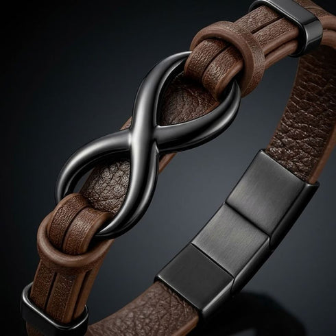 UNIQAL Infinity Brown Herrenarmband mit persönlicher Gravur für Namen Datum oder Botschaft