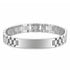 Uniqal SILVER LABEL auf weißem Hintergrund mit glänzender Gravurfläche, edles Silberarmband aus Edelstahl mit klassischer Ausstrahlung.