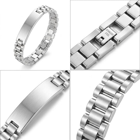 Detailaufnahme von Uniqal SILVER LABEL mit robuster Verschlussmechanik, polierten Elementen und verlängerbaren Zusatzgliedern.