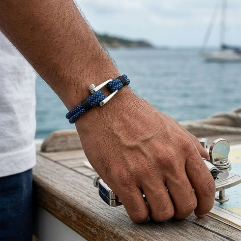 WAVE Armband Herren beim Segeln – Unisex Segelaccessoire Schäkel blau UNIQAL