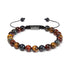 UNIQAL Perlenarmband mit 8 mm Edelsteinen – Tigerauge, Falkenauge & Labradorit auf weißem Hintergrund, frontal fotografiert