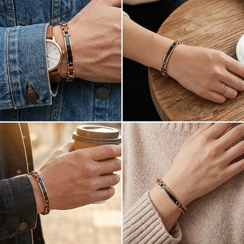 Hochwertiges Edelstahl Armband mit Holz und 14K Roségold Veredelung