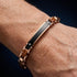 Premium Armband mit Gravur aus Edelstahl und Holz in Roségold