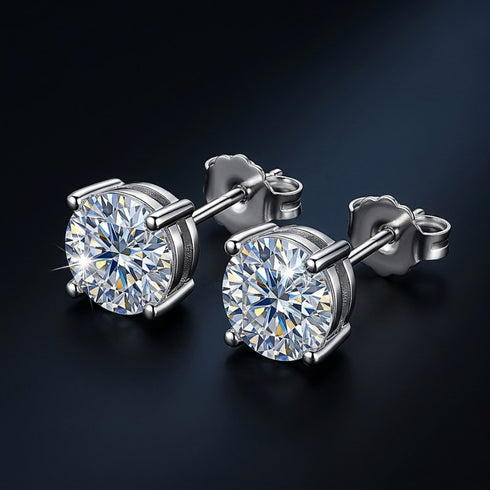 UNIQAL AVENA SILVER funkelnde Solitär Ohrstecker mit brillantem Moissanit und hochwertiger Silberfassung