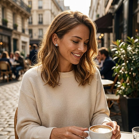 UNIQAL AVENA SILVER elegante Moissanit Ohrstecker kombiniert mit modernem City Chic Look