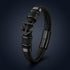 Gravierbares schwarzes Lederarmband mit Anker Symbol, Geschenkbox und hochwertiger Verarbeitung