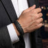 BLACK BRICS im Businesslook – schwarzes Echtleder Armband mit Gravur Uniqal