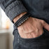 BLACK BRICS Lederarmband im Casualstil – Echtleder schwarz, persönliche Inschrift Uniqal