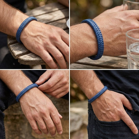 BLUE MARINE Echtleder Armband im Alltag – Wunschgravur auf Magnetverschluss Uniqal