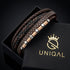 BROWN BRICS Lederarmband Seitenansicht – Rosegold Silber Perlen, Echtleder braun Uniqal