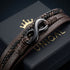 BROWN NICE Lederarmband mit Gravur und Infinity-Element – Uniqal Geschenkbox dunkelbraun