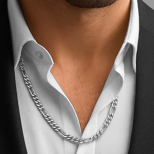 Silberne Figaro Halskette 6 mm Breite – Detailfoto des Karabinerverschlusses