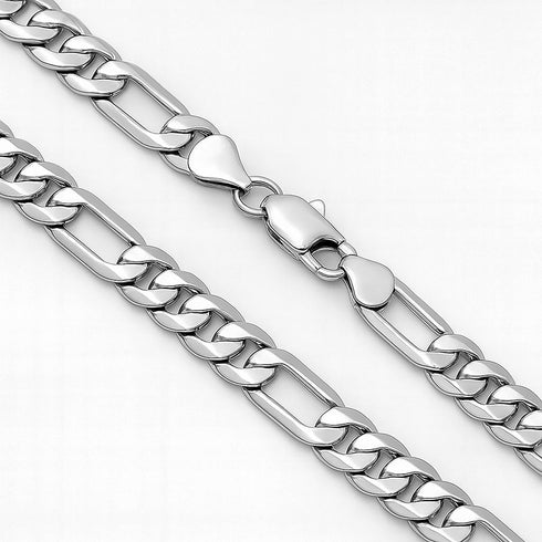 Klassische Figaro Panzerkette für Männer – Edelstahl Schmuck auf weißem Hintergrund