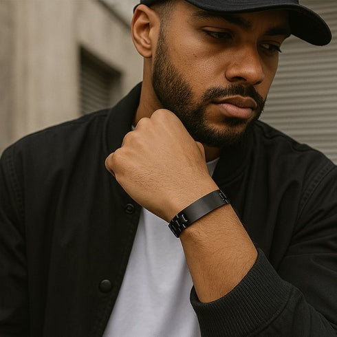 black-armband-herren-edelstahl-personalisierbar-uniqal