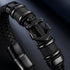 Schwarzes Lederarmband mit Anker Detail in eleganter UNIQAL Geschenkverpackung
