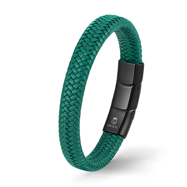 Uniqal Green Mile Lederarmband in elegantem Design – klassisches Unisex-Armband mit Magnetverschluss, für Menschen mit Stil, Teamgeist und Persönlichkeit.