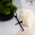 Schwarze personalisierte halskette mit kreuz herren gravur uniqal